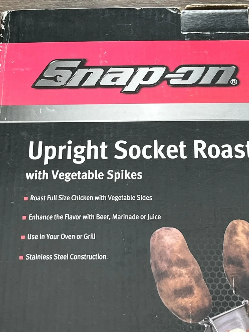 Snap-on Tools Upright Socket Beer Can Chicken Roasting Pan With Veg Spikes: New!